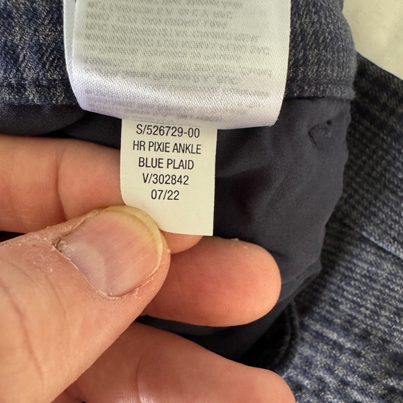 Old Navy Pixie High Rise Plaid Ankle Pants Blue Size 14 Stretchy Preppy Office - Picture 8 of 13
